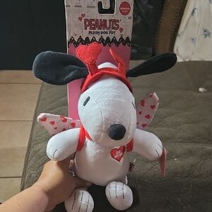Peanuts Valentine's Plush Dog Toy - Black, White, and Red